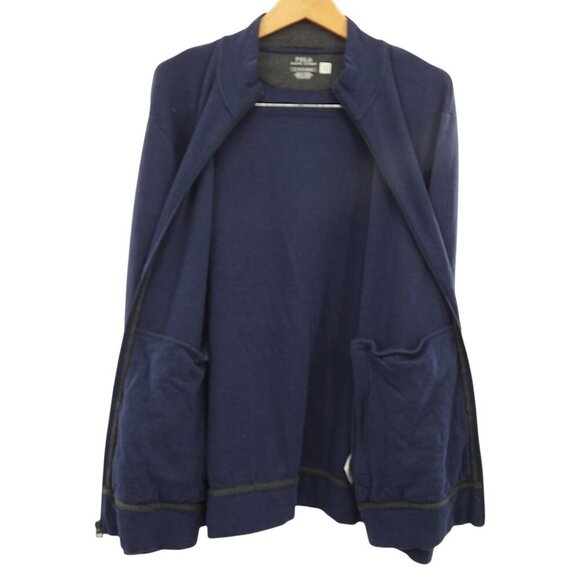 Polo Ralph Lauren Full Zip Navy Jacket XL Mock Neck Logo Sweatshirt Track Fit - Picture 3 of 6
